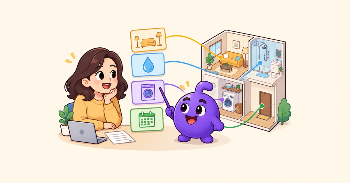 Doly helps Mia decode apartment listing cards for rooms, utilities, laundry, and lease details.