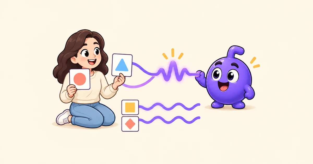 Doly helps Emma connect two word cards into one smooth sound path.