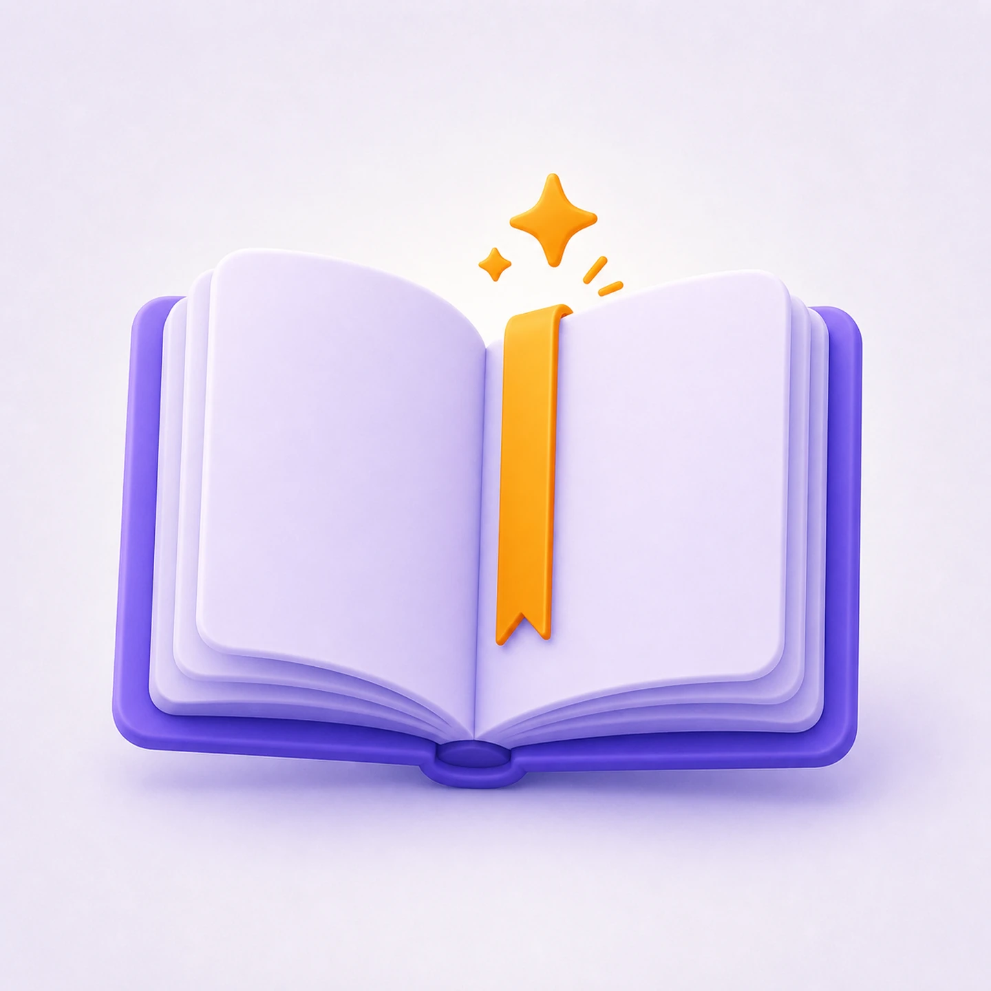 An open journal with a bookmark and a spark